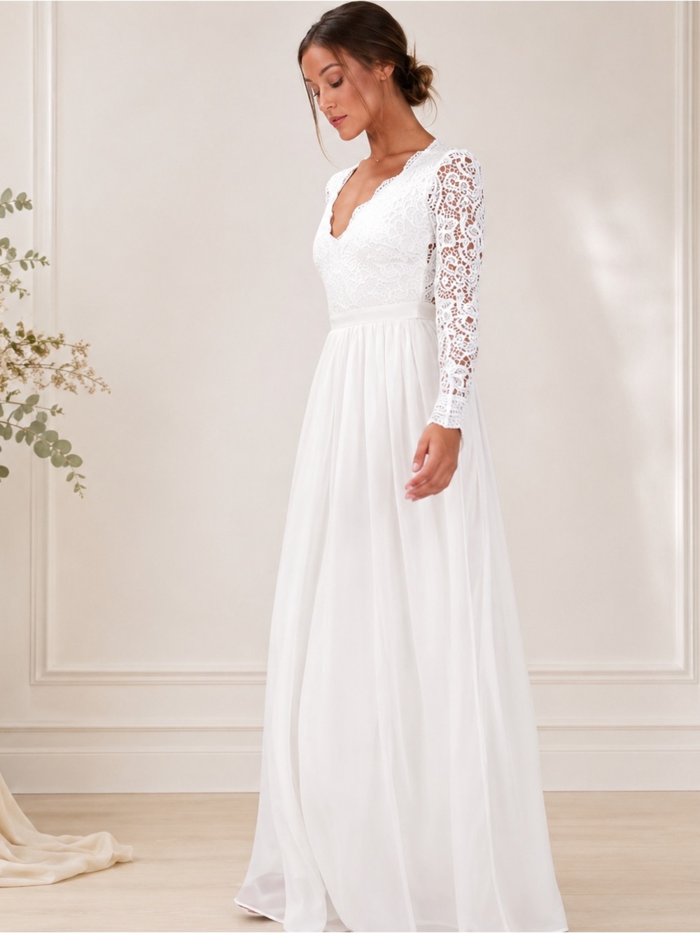 Lulus Awaken My Love White Lace Wedding Maxi Dress Sz M Ethereal Romantic NWT
